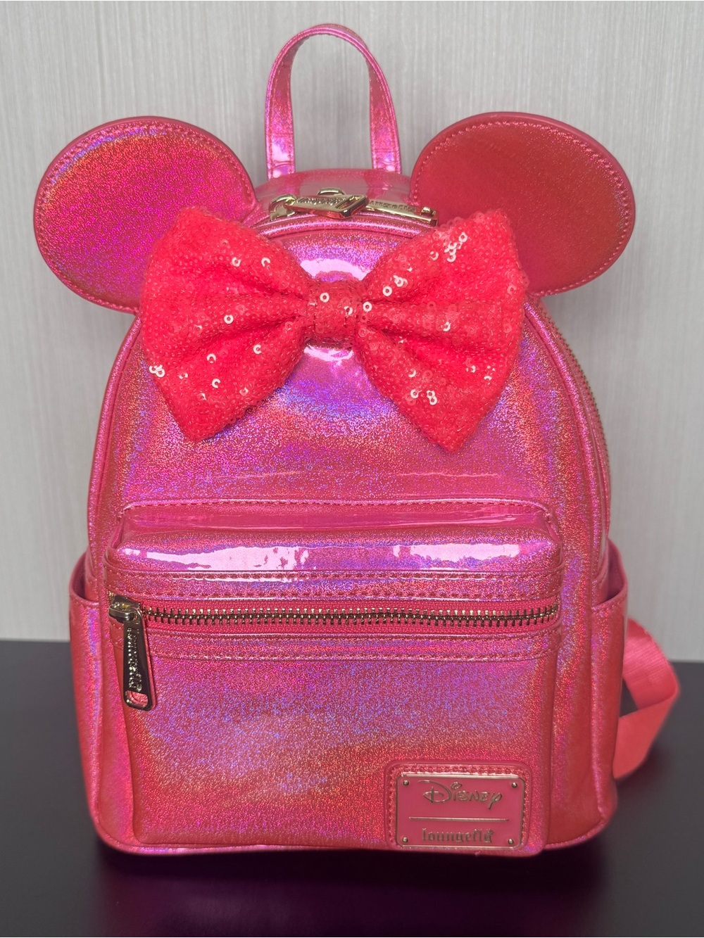 NWT | Loungefly Exclusive Pink Glitter with Sequin Bow Backpack